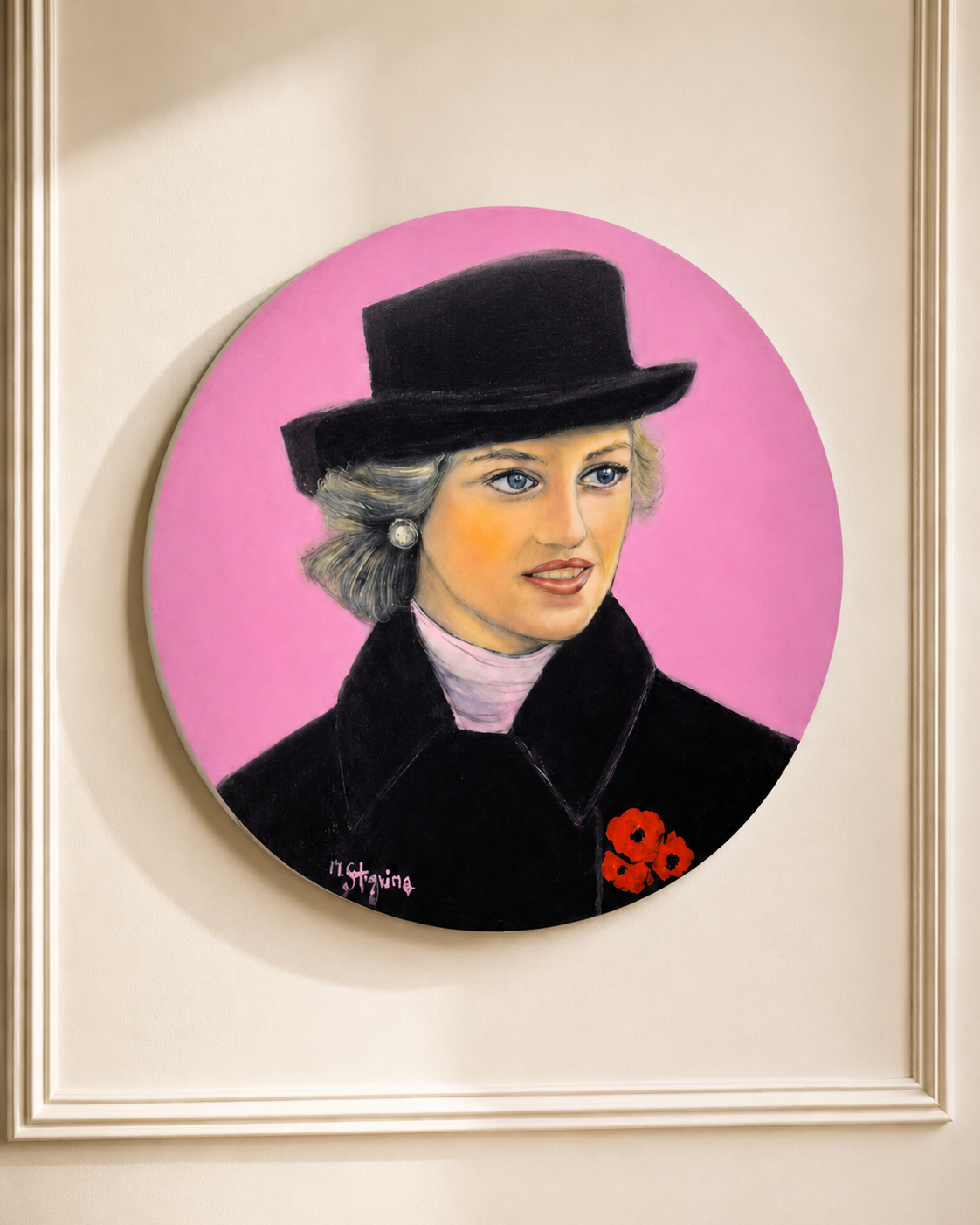 Princess Diana painting by Marina Stognieva displayed in an interior